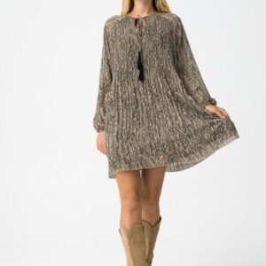 ¡Último! Vestido Con Plisado Estampado