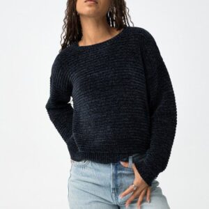 ¡Último! Jersey De Punto Canelado Azul