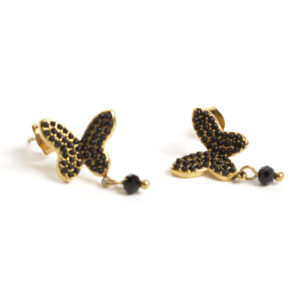 Pendientes Mariposas Con Cristales Negros
