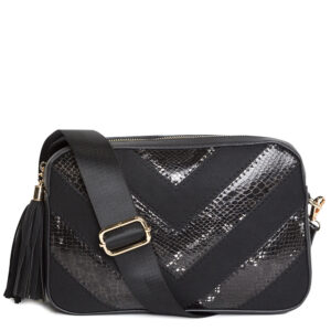 Bandolera Antelina Dibujos Geométricos Negro