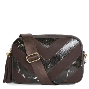 Bandolera Antelina Dibujos Geométricos Marrón