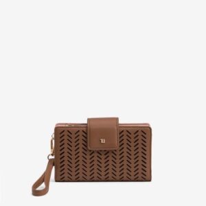 Billetera Con Patrón Perforado Marrón