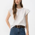 ¡Última! Camiseta Con Mangas Avolantadas Blanca