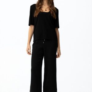 Pantalón Con Elástico En Cintura Negro