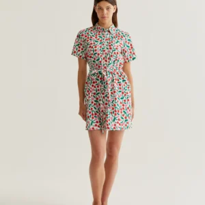 Vestido Camisero Con Estampado Guindas