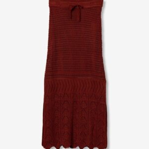 Falda Punto Crochet Color Burdeos