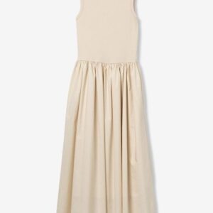 Vestido Midi Color Beige Con Bolsillos