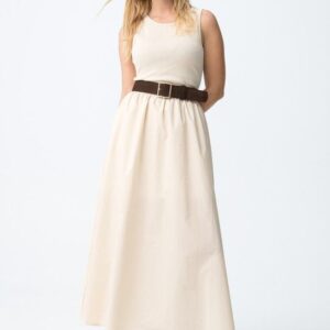 ¡Último! Vestido Midi Con Cuerpo De Punto