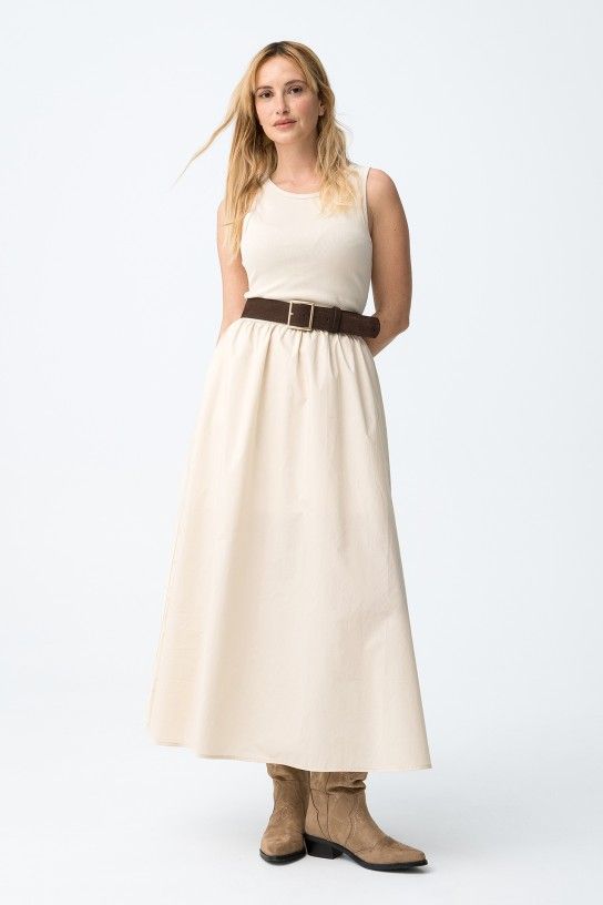 ¡Agotado! Vestido Midi Con Cuerpo De Punto