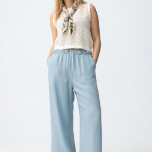 Pantalón Celeste Con Elástico En Cintura