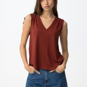 Top Con Lazadas En Hombros Burdeos