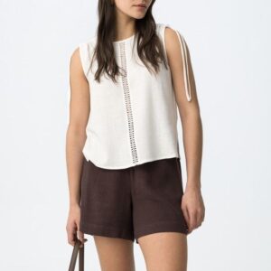 Blusa Blanca Con Lazadas En Hombros