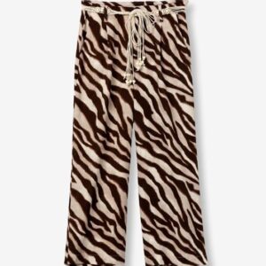 Pantalón Animal Print Con Cinturón Macramé