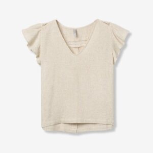 Blusa Con Mangas Avolantadas Beige
