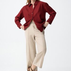 Pantalón Color Beige Con Cintura Elástica