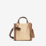 Bolso de Mano y Bandolera Bicolor Con Flor