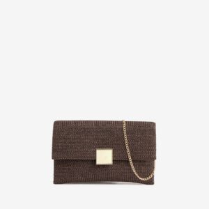 Cartera Marrón Con Cadena Dorada