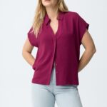 Camisa Color Fucsia Con Botones Ocultos