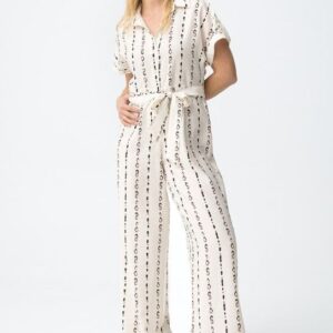 Mono Camisero Color Beige Con Cinturón