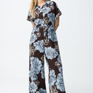 Mono Camisero Estampado Con Cinturón