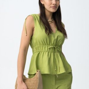 Top Verde Lima Con Lazadas En Hombros