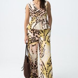 Pantalón Estampado Con Cinta en Cintura