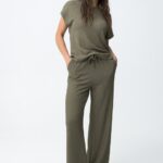 Pantalón Verde Oliva Con Cintura Elástica