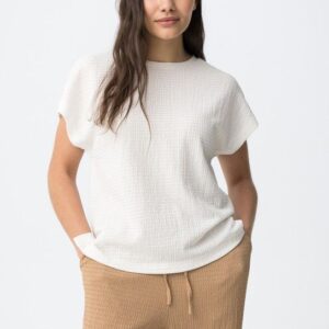 Blusa Blanca Corte Recto Textura Ligera