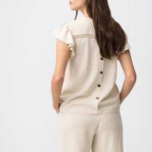 Blusa Con Mangas Avolantadas Beige