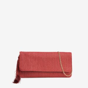 Cartera Roja Con Cadena Dorada