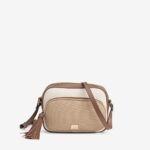 Bandolera Bicolor Beige Con Bolsillo Exterior
