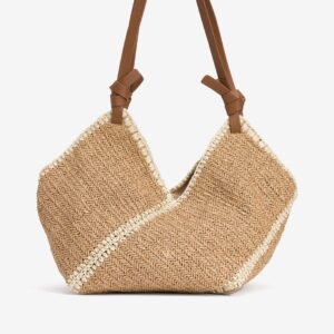 Bolso Boho Color Beige Con Cierre Clip