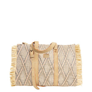 Bolso Paja Entrelazada Con Asa Regulable Beige