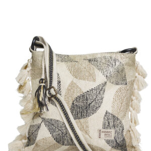 Bolso Estampado Con Flecos Y Borlón