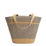 Bolso Rafia Con Tejido Bicolor