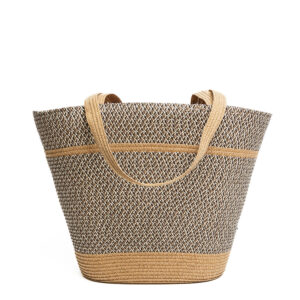 Bolso Rafia Con Tejido Bicolor