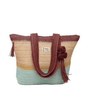 Bolso Rafia Con Líneas Multicolor