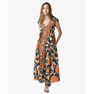 Vestido Largo Estampado Palm Beach